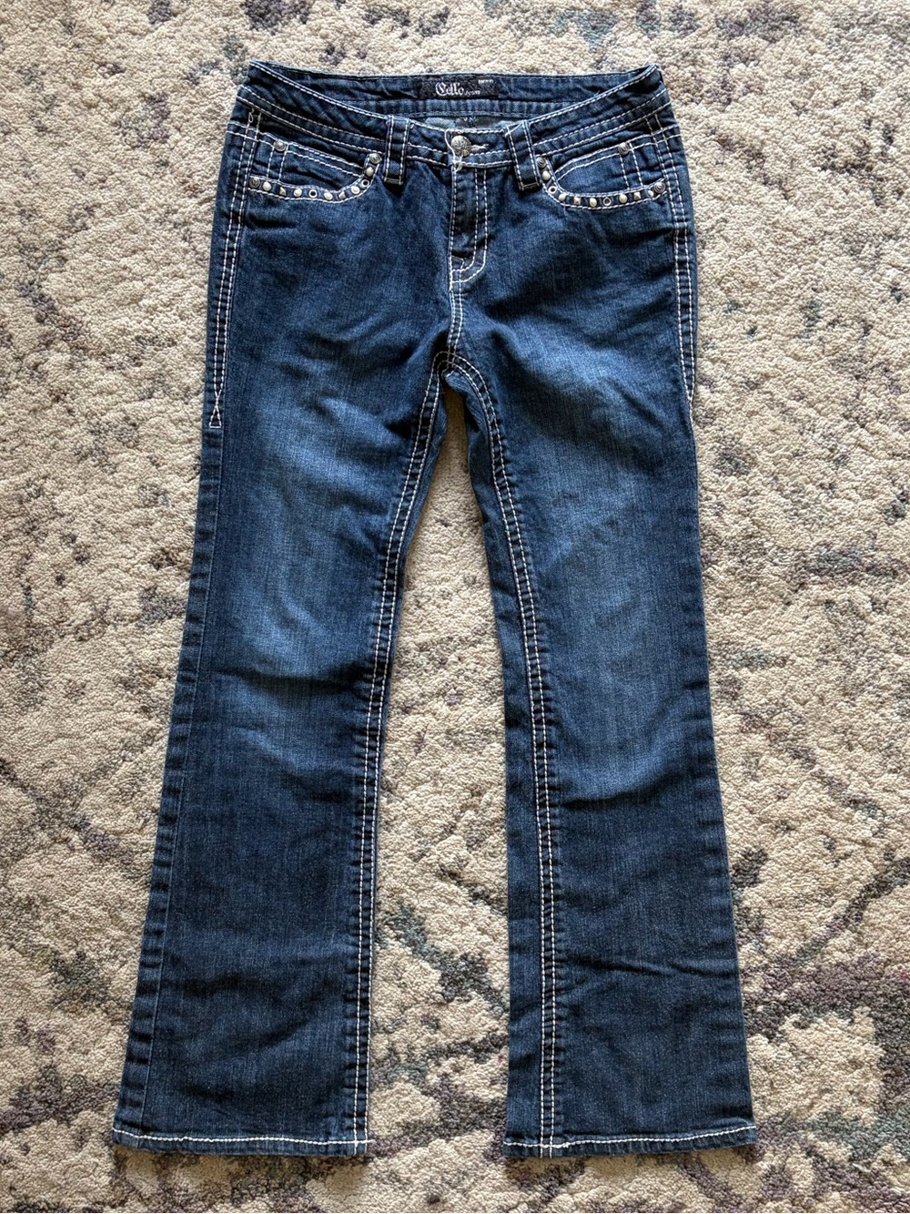 Y2K Cello Rhinestone Low Rise Bootcut Jeans - Picture 3 of 8